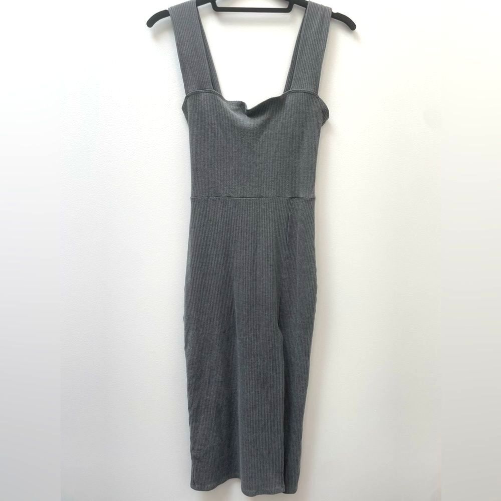 Reformation Cassi Rib Knit Midi Dress Grey Size Small